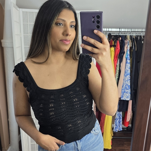 Tops - #73.Crochet Top in Black NWT